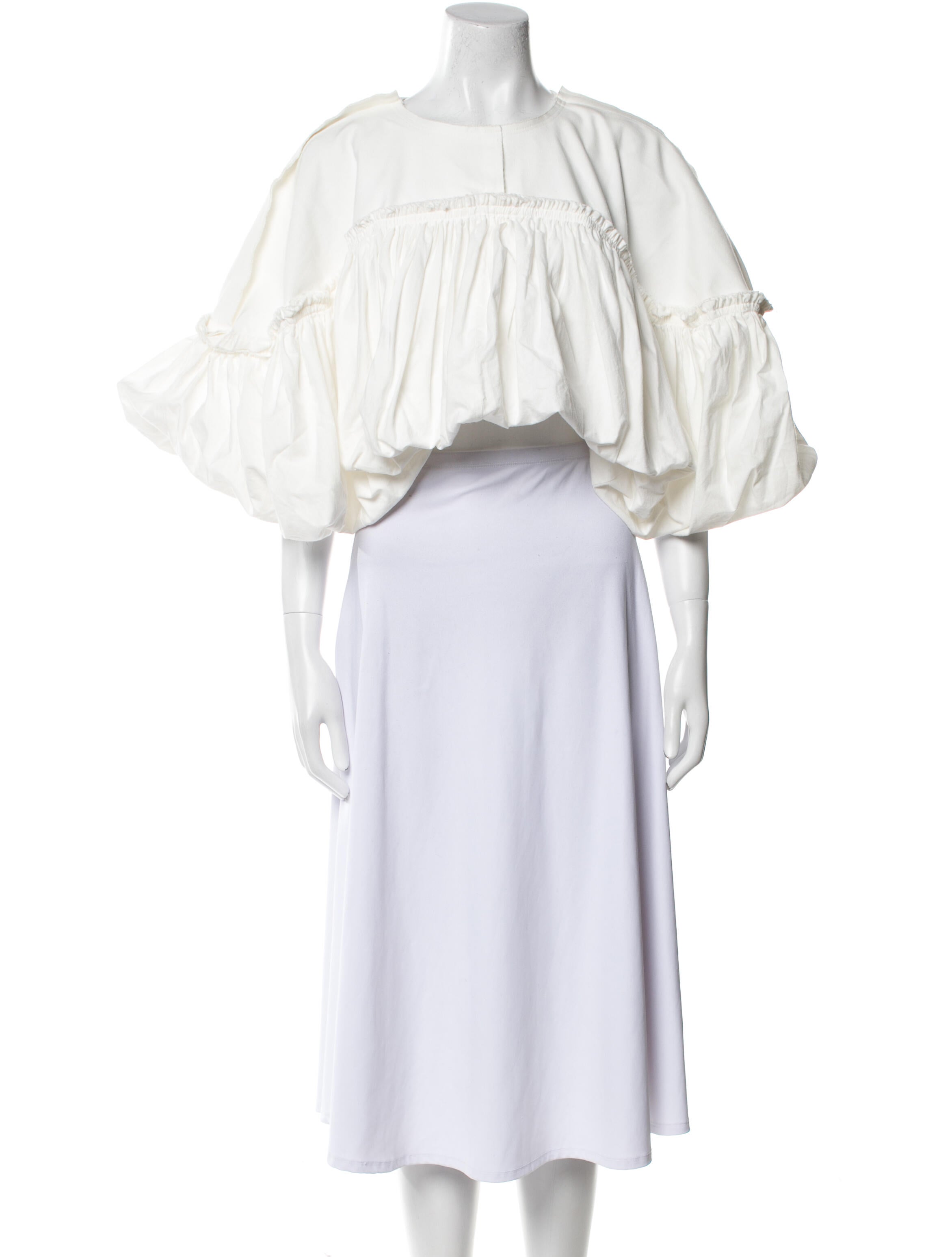 Comme des Garçons Off-The-Shoulder Three-Quarter Sleeve Crop Top