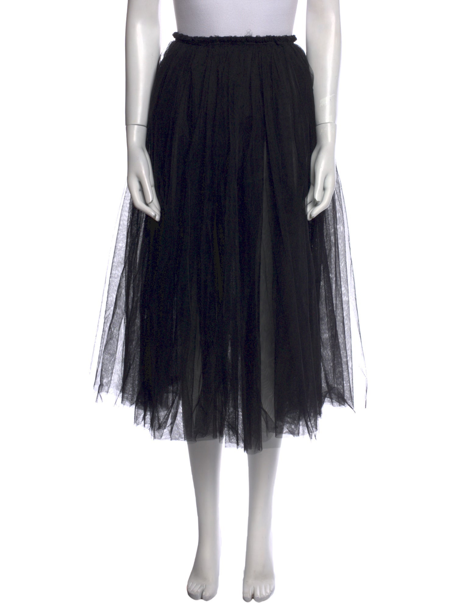 BLACK Comme des Garçons Nylon Midi Length Skirt