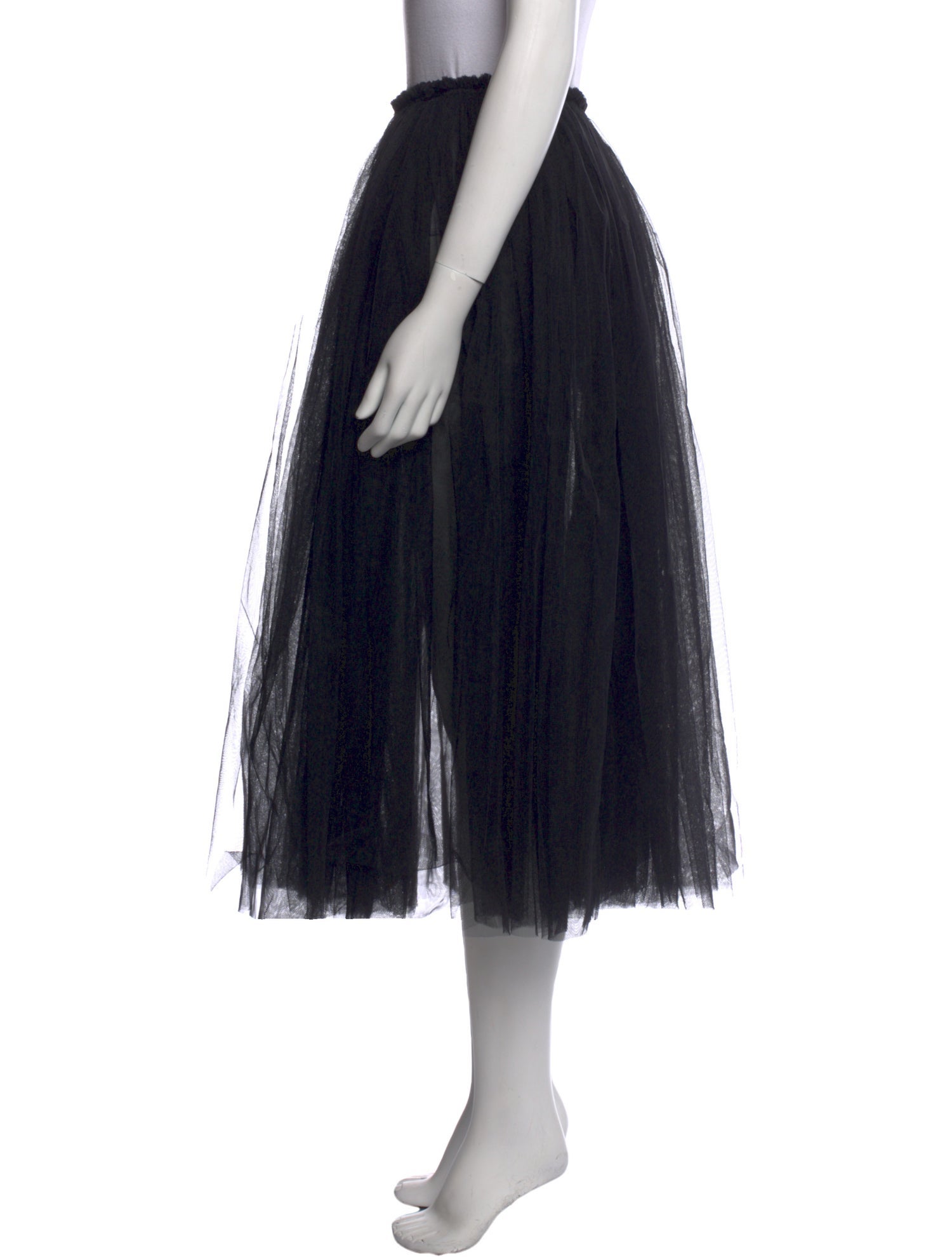 BLACK Comme des Garçons Nylon Midi Length Skirt