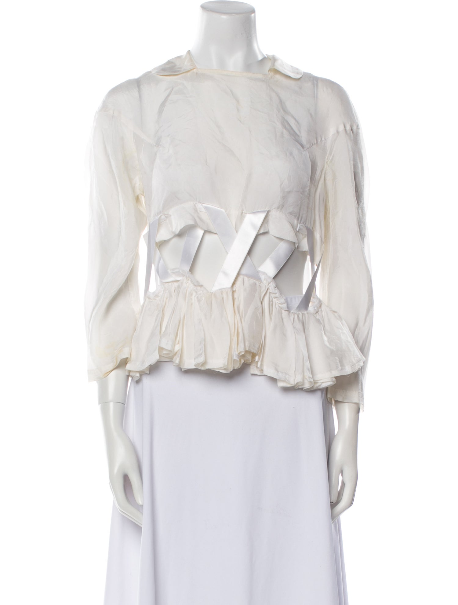 Comme des Garçons Mock Neck Three-Quarter Sleeve Blouse