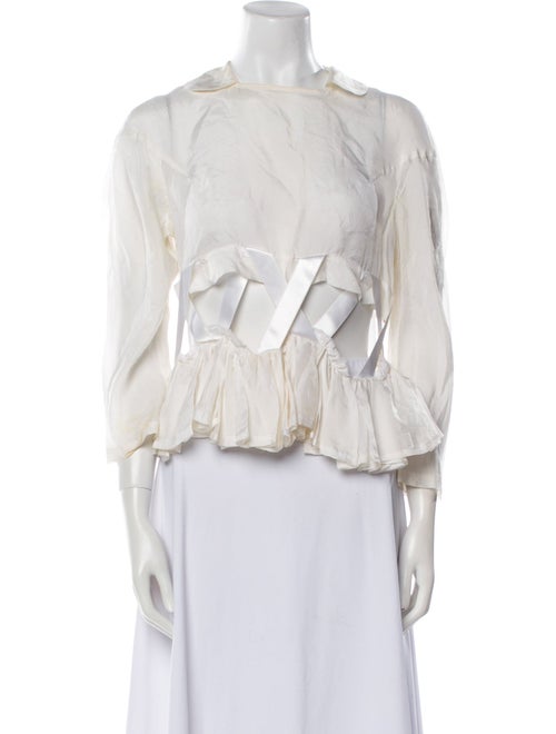 Comme des Garçons Mock Neck Three-Quarter Sleeve Blouse