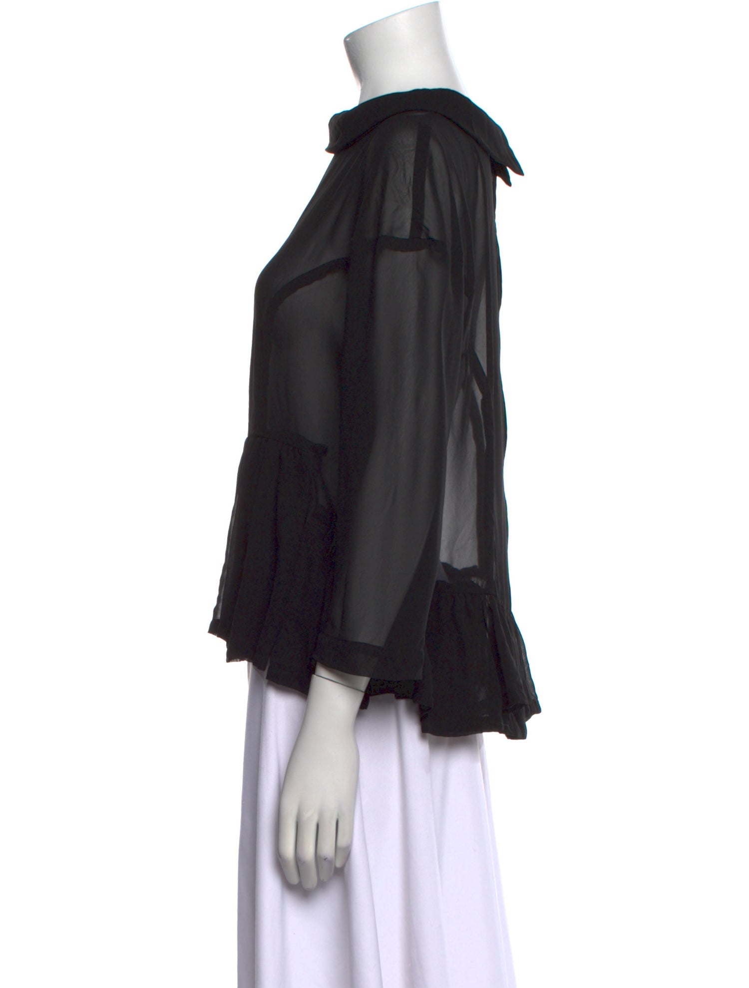 Comme des Garçons Bateau Neckline Three-Quarter Sleeve Blouse