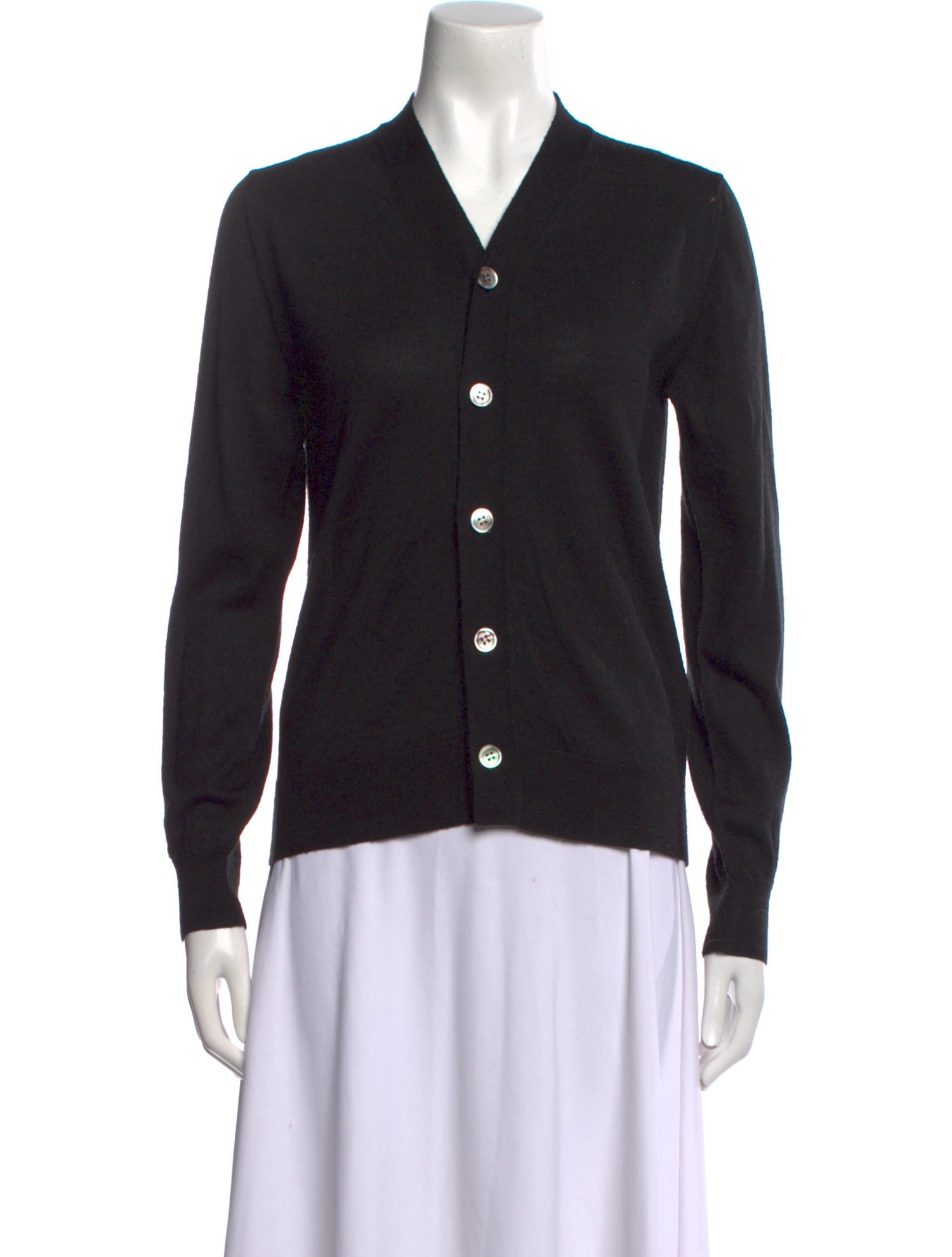 BLACK Comme des Garçons Wool V-Neck Sweater