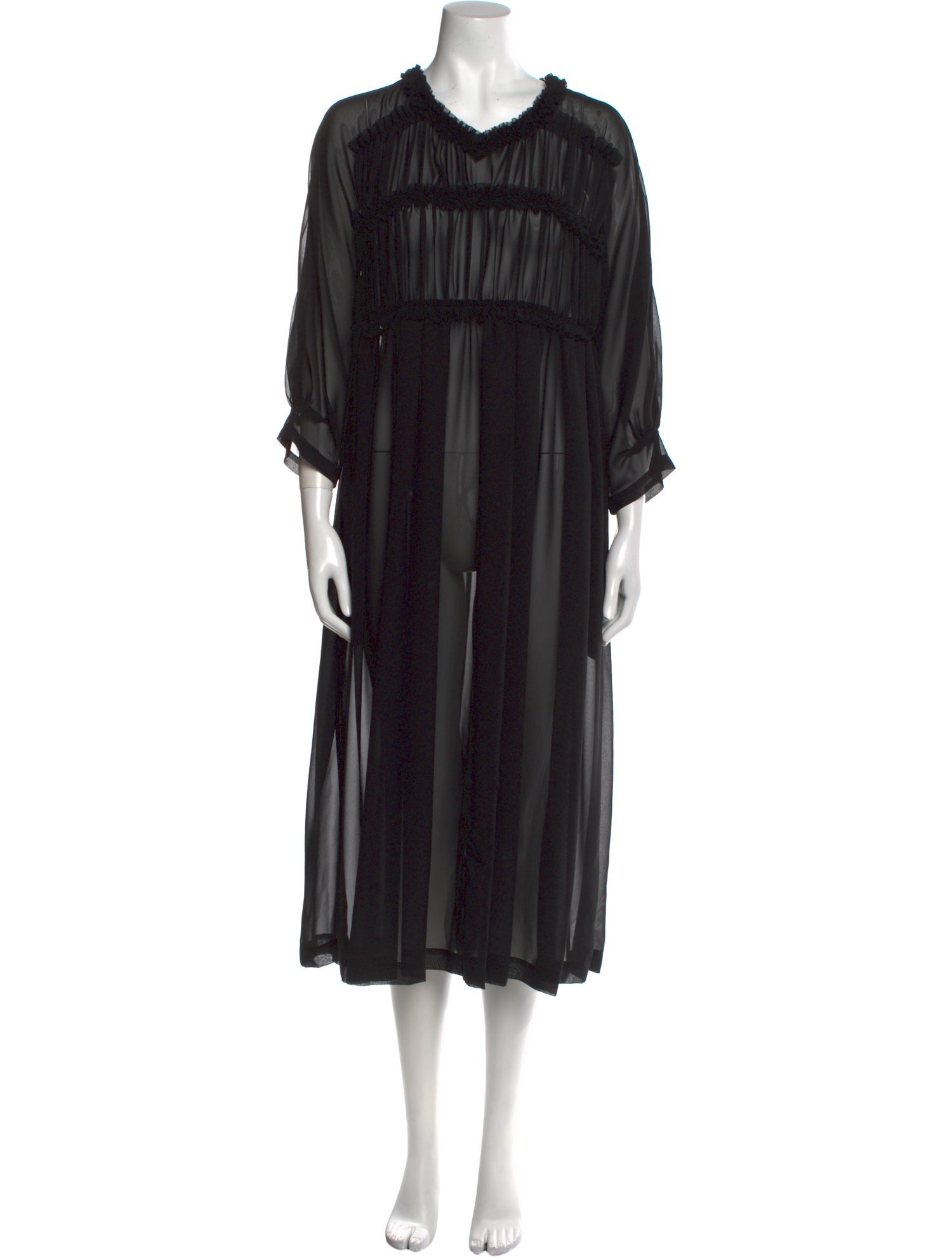 Comme des Garçons V-Neck Midi Length Dress