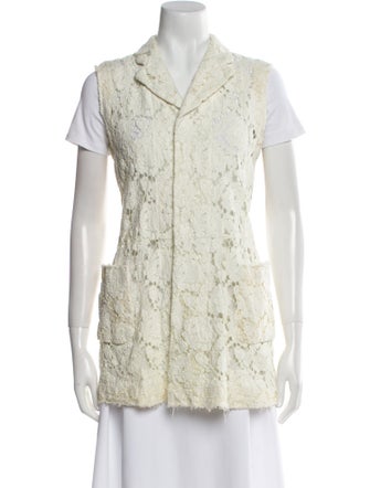 Comme des Garçons Lace Pattern Short Sleeve Button-Up Top