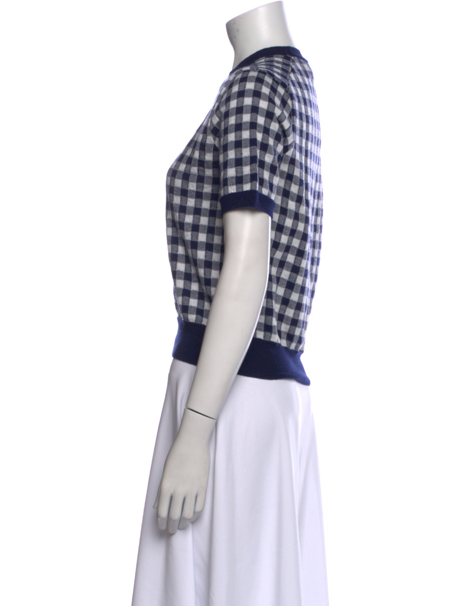 Comme des Garçons Plaid Print Crew Neck Top