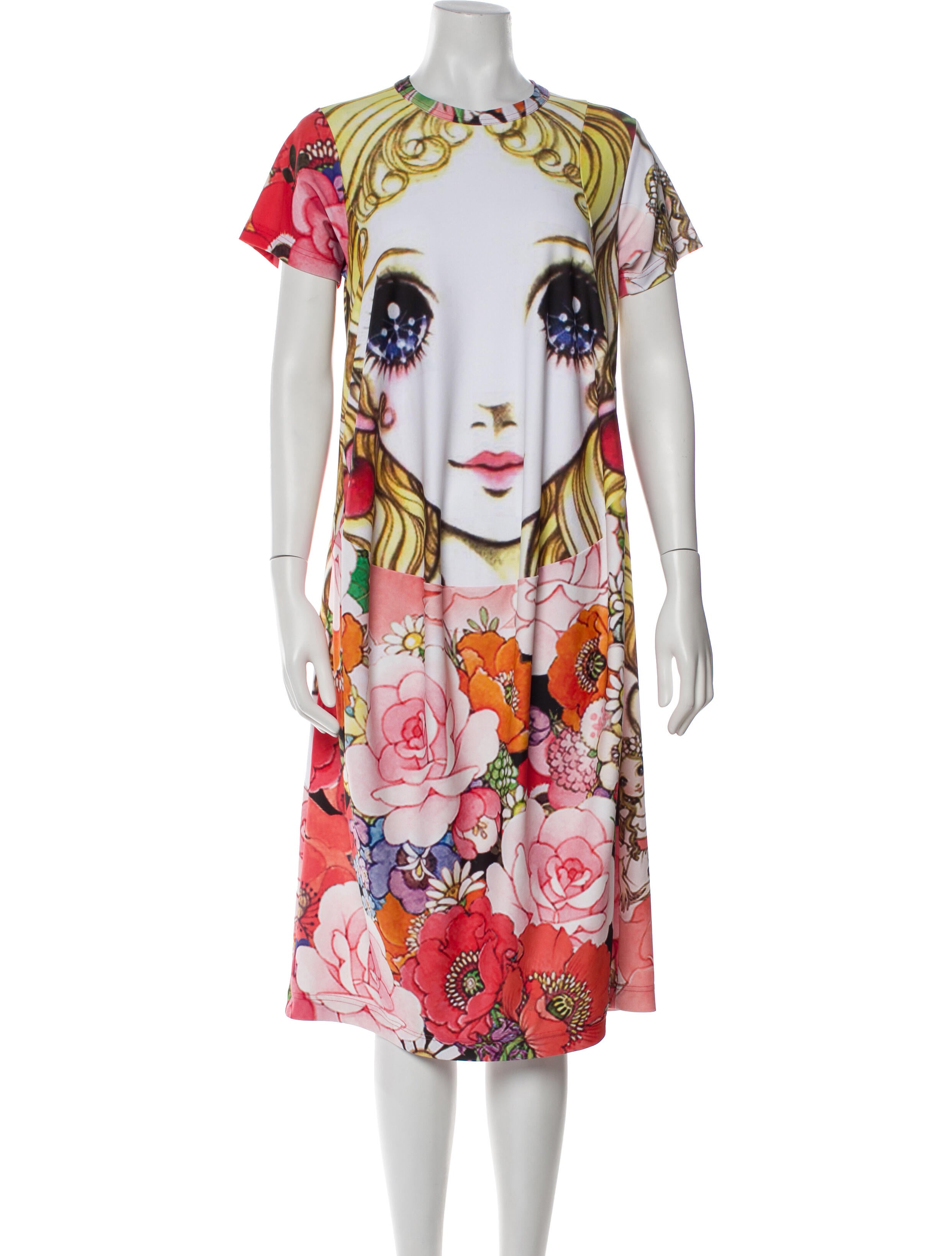 Comme des Garçons Floral Print Midi Length Dress