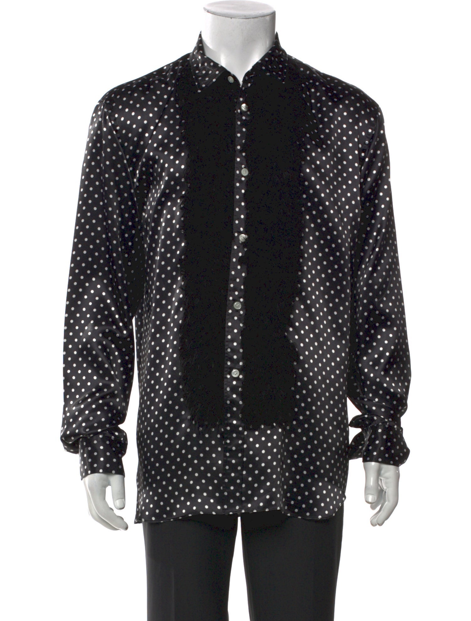 Comme des Garçons Polka Dot Print Long Sleeve Denim Shirt