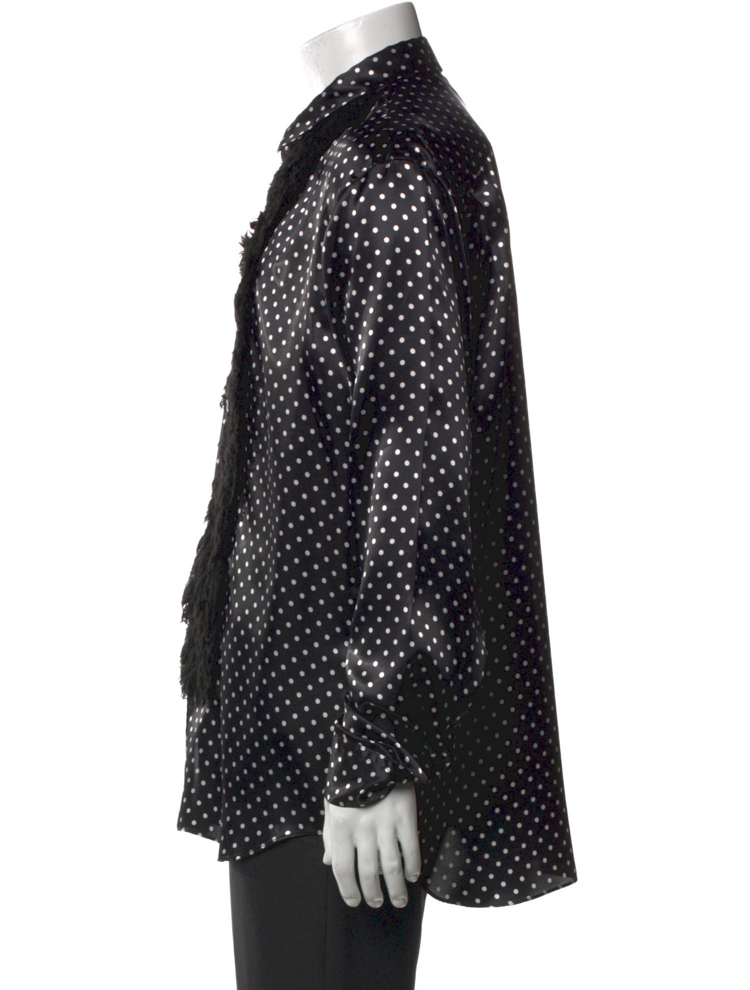 Comme des Garçons Polka Dot Print Long Sleeve Denim Shirt