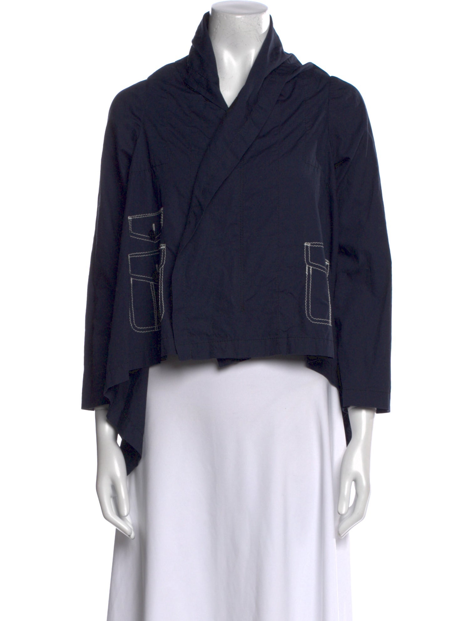 Comme des Garçons V-Neck Three-Quarter Sleeve Crop Top