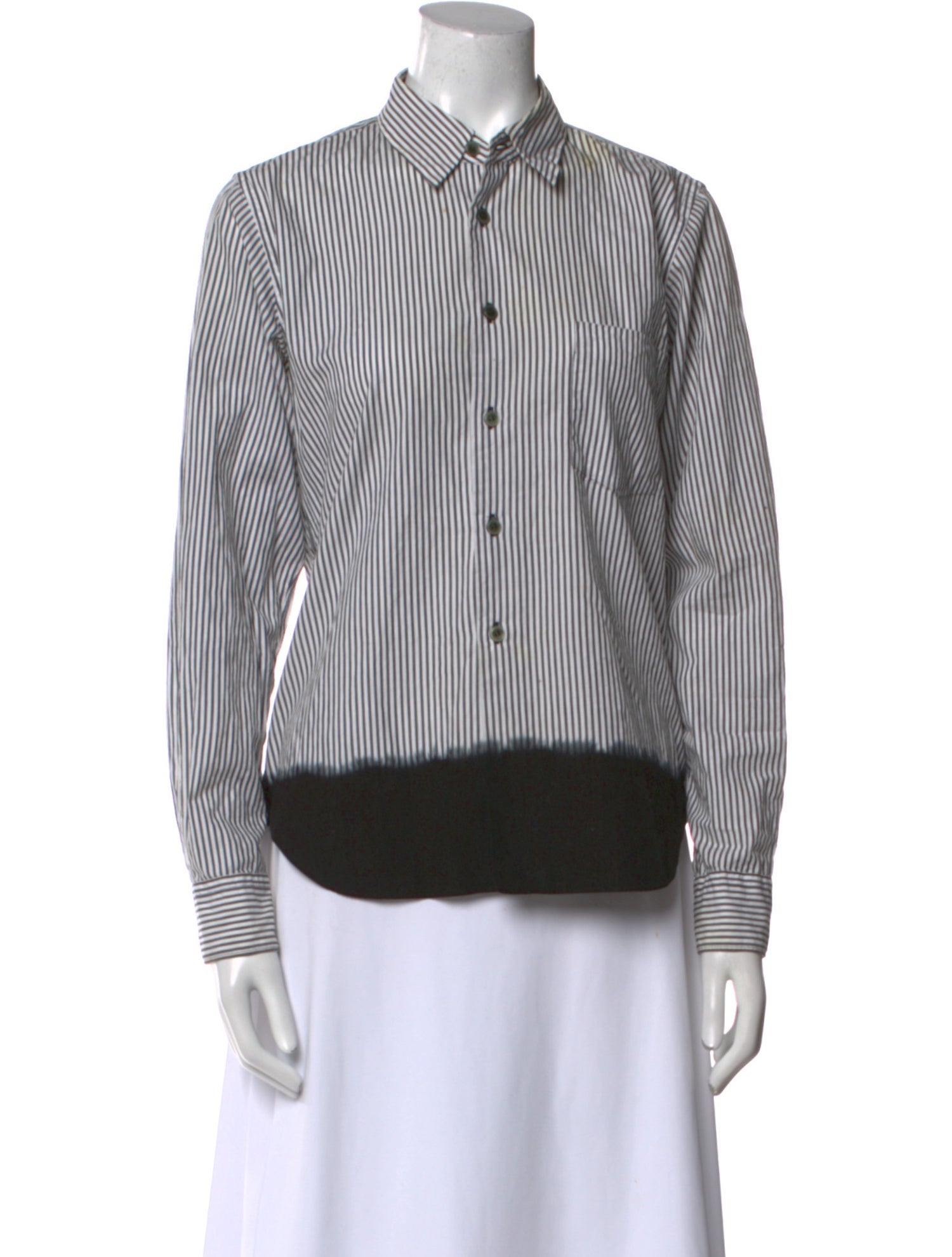 BLACK Comme des Garçons Striped Long Sleeve Button-Up Top