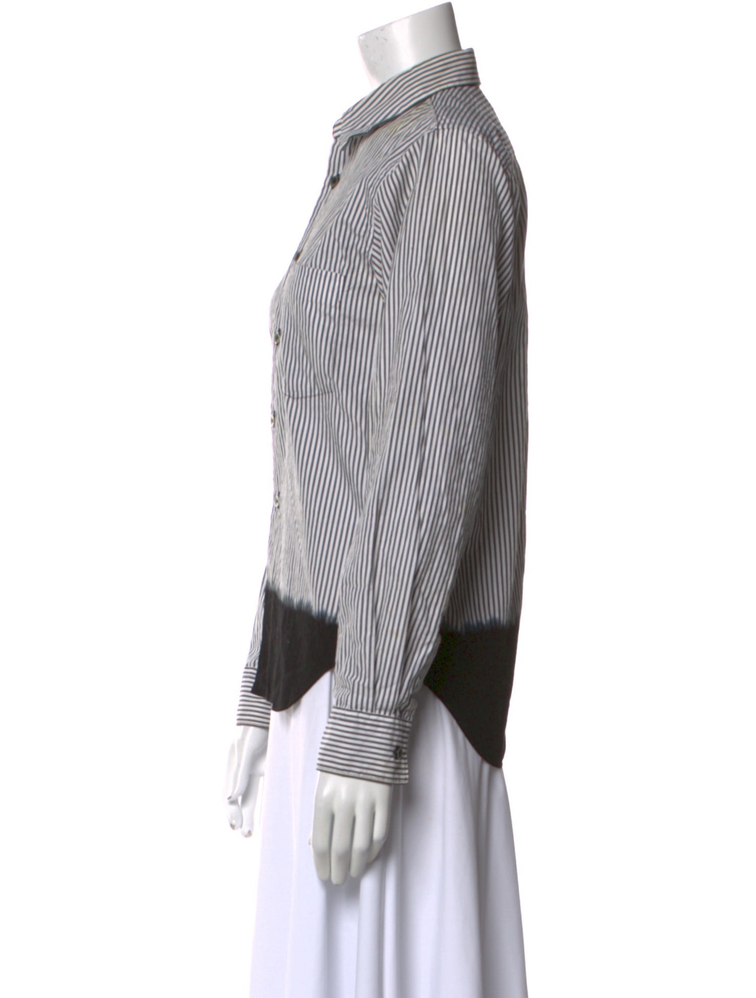 BLACK Comme des Garçons Striped Long Sleeve Button-Up Top