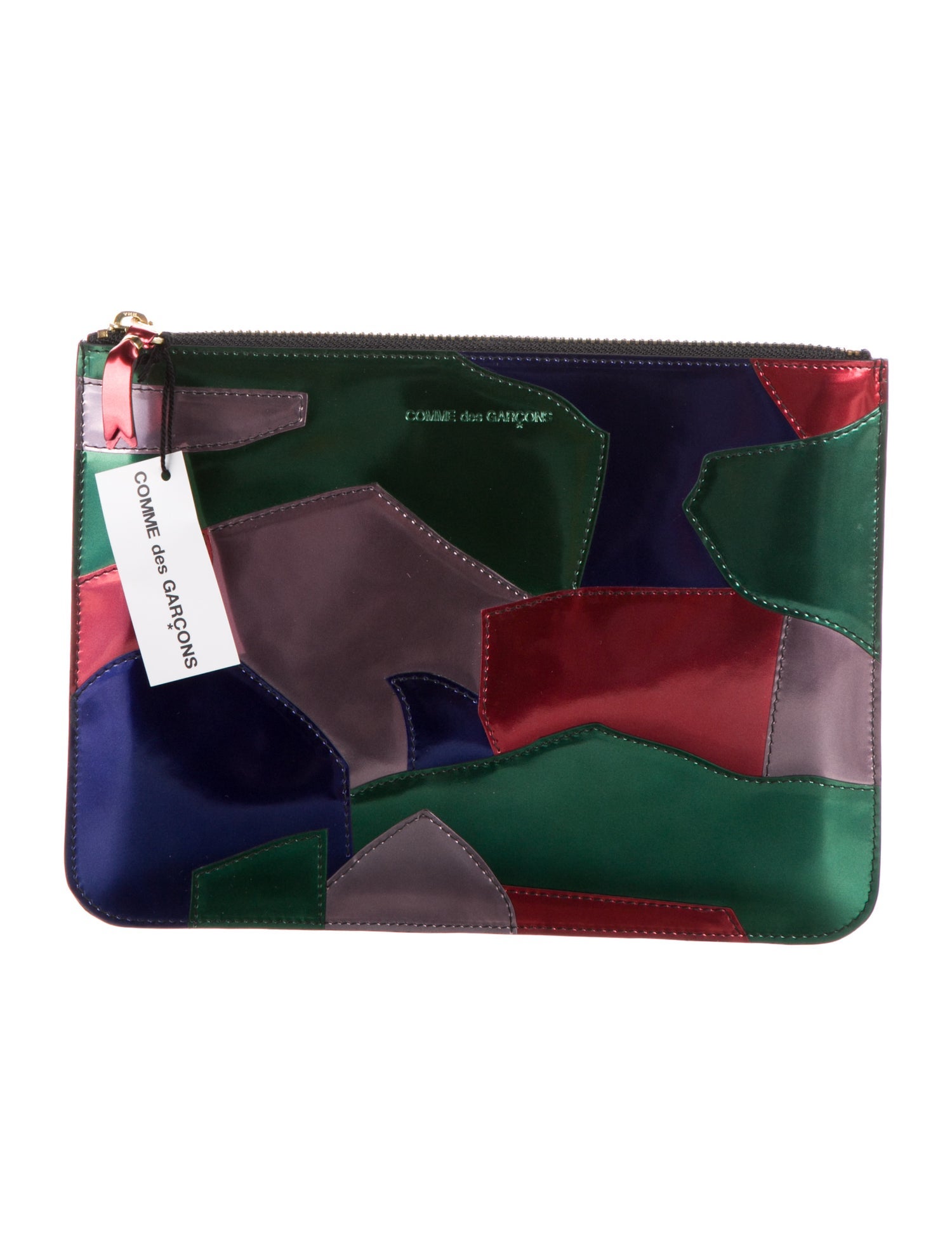 Comme des Garçons Leather Colorblock Pattern Pouch