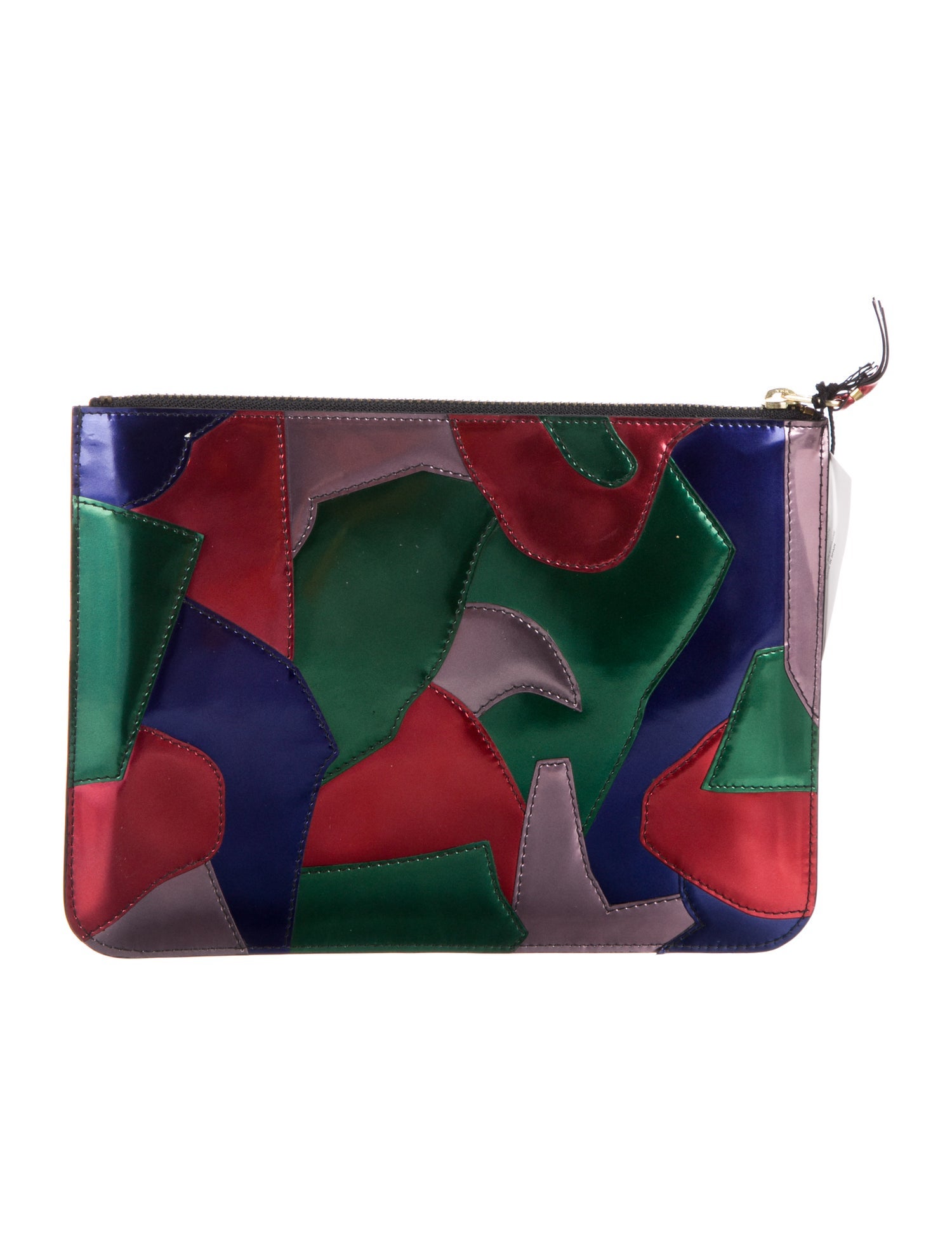 Comme des Garçons Leather Colorblock Pattern Pouch