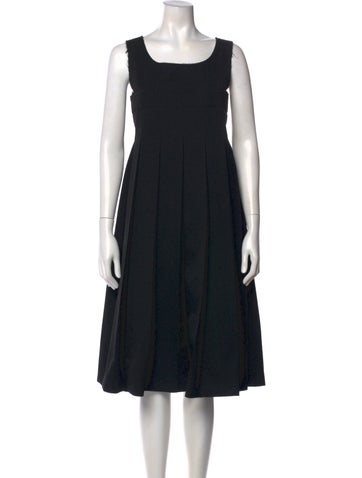 Pre-owned Comme Des Garçons Wool Midi Length Dress In Black