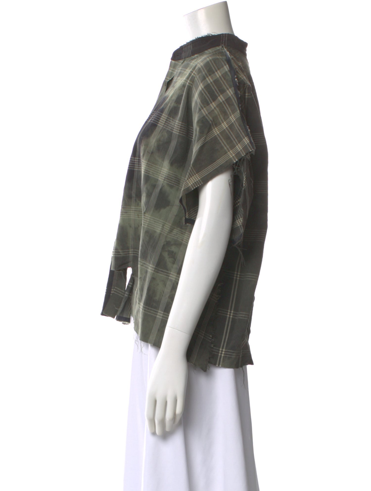 Comme des Garçons Plaid Print Short Sleeve Button-Up Top