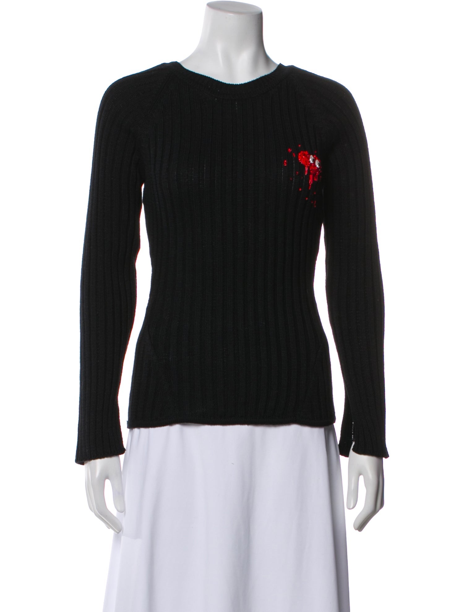 Christian Dada Linen Graphic Print Sweater - Black Knitwear 