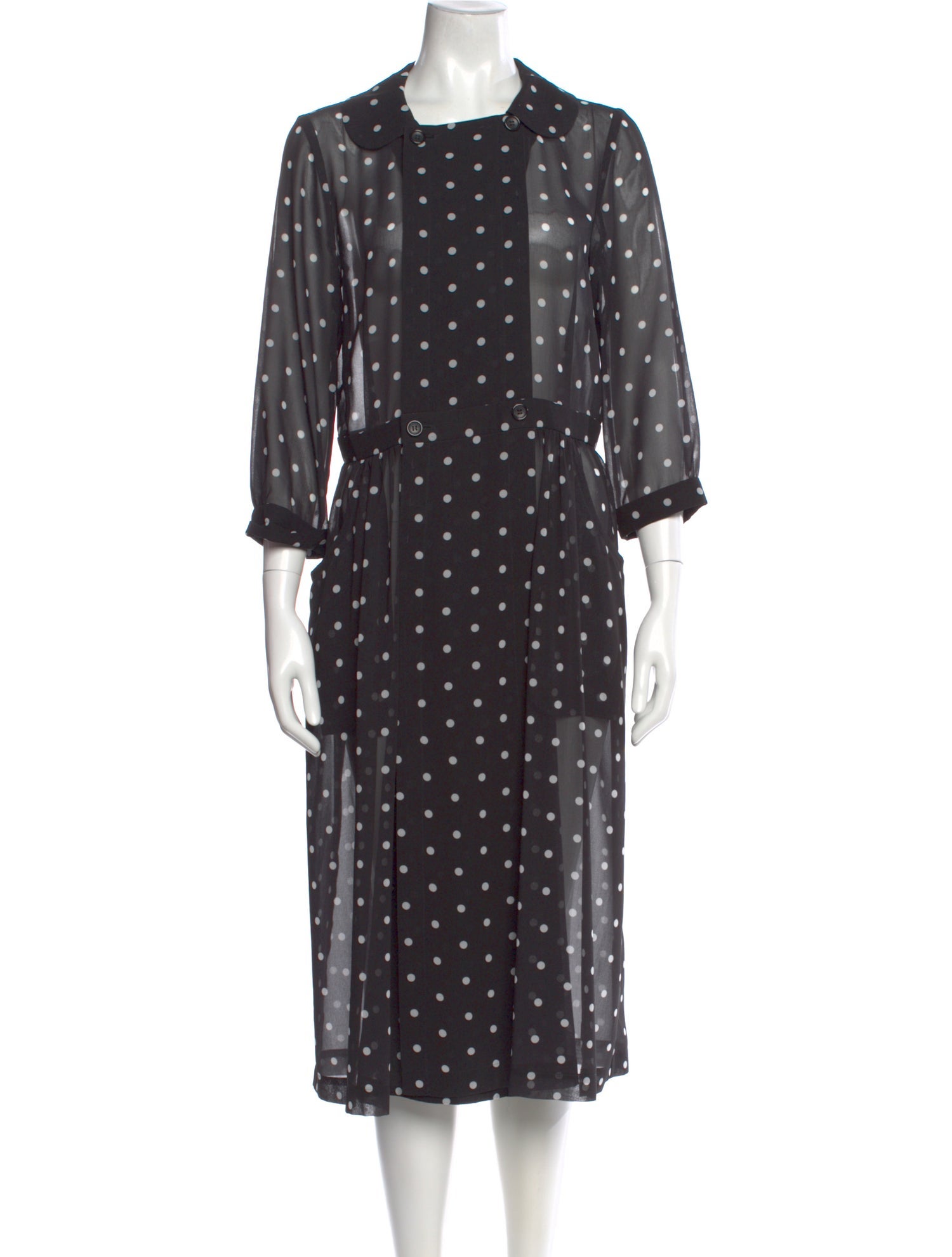 Comme des Garçons Polka Dot Print Midi Length Dress