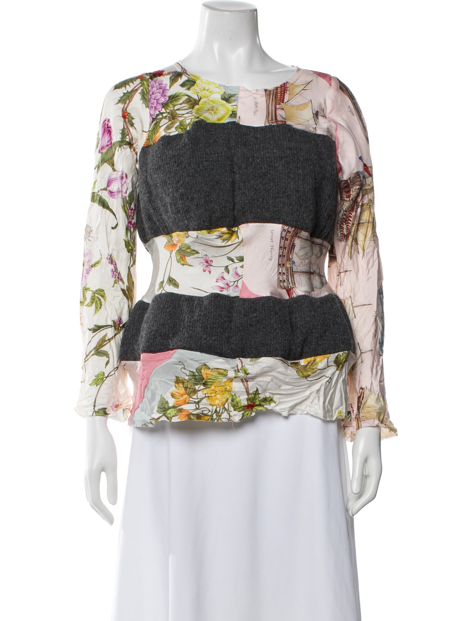 Comme des Garçons Silk Floral Print Top