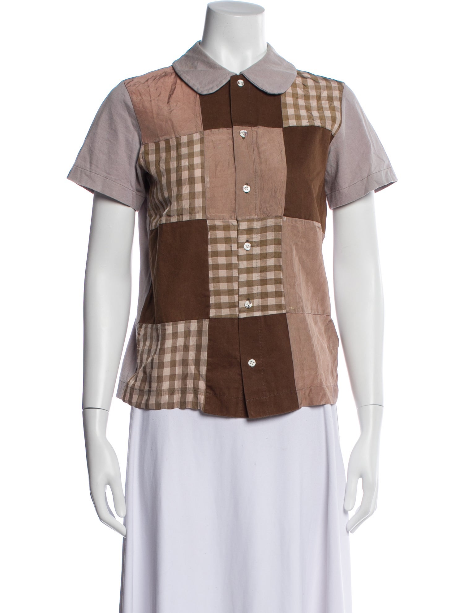 tricot COMME des GARÇONS Plaid Print Short Sleeve Top