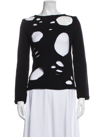 Pre-owned Comme Des Garçons Wool Crew Neck Top In Black