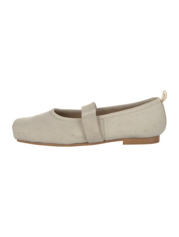 Pre-owned Comme Des Garçons Canvas Mary Jane Flats In Neutral