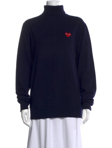 Pre-owned Comme Des Garçons Play Wool Turtleneck Sweatshirt In Blue