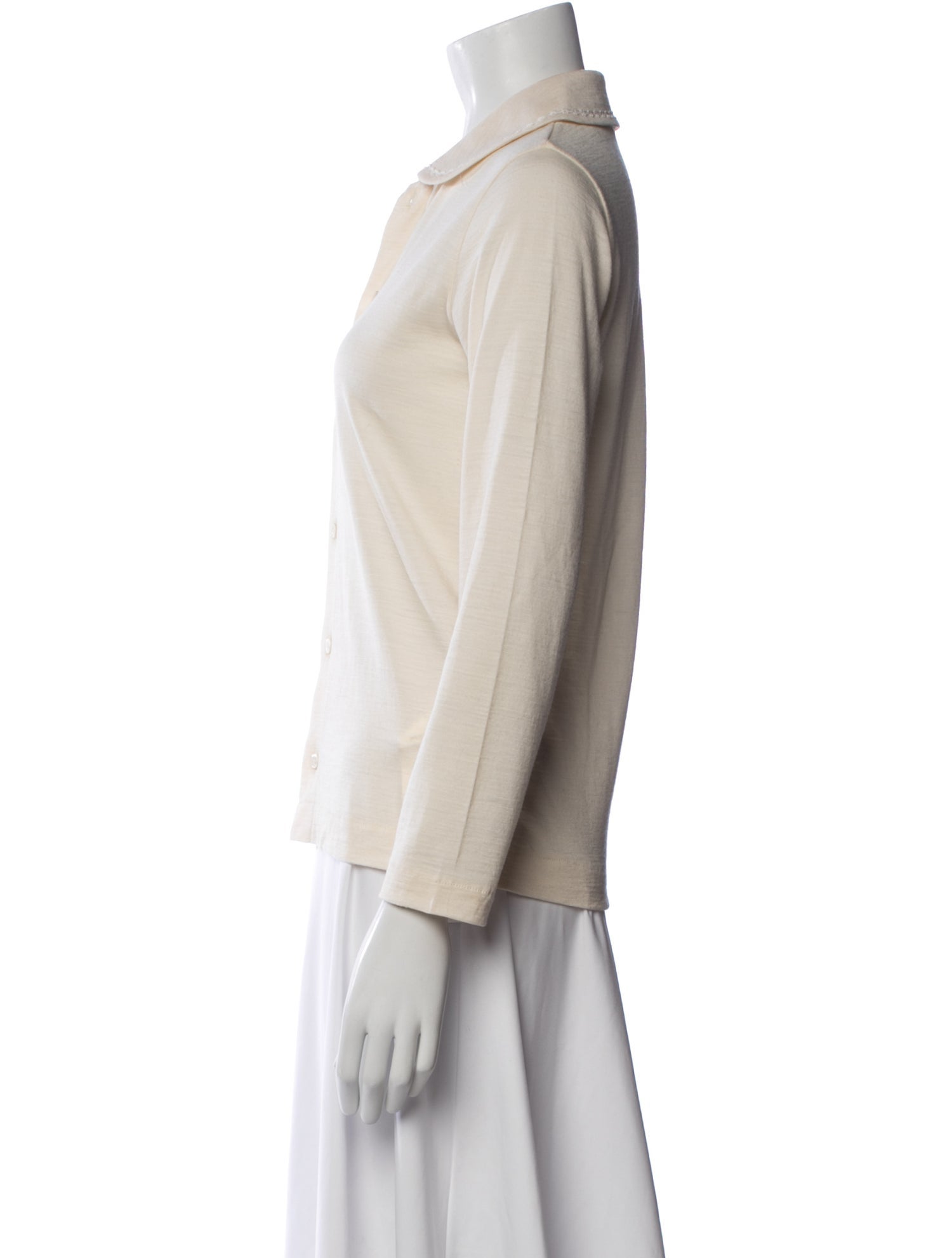 tricot COMME des GARÇONS Wool Long Sleeve Button-Up T… - Gem