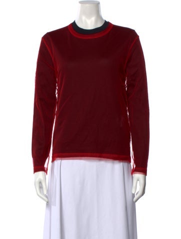 Pre-owned Comme Des Garçons Wool Crew Neck Top In Blue/red
