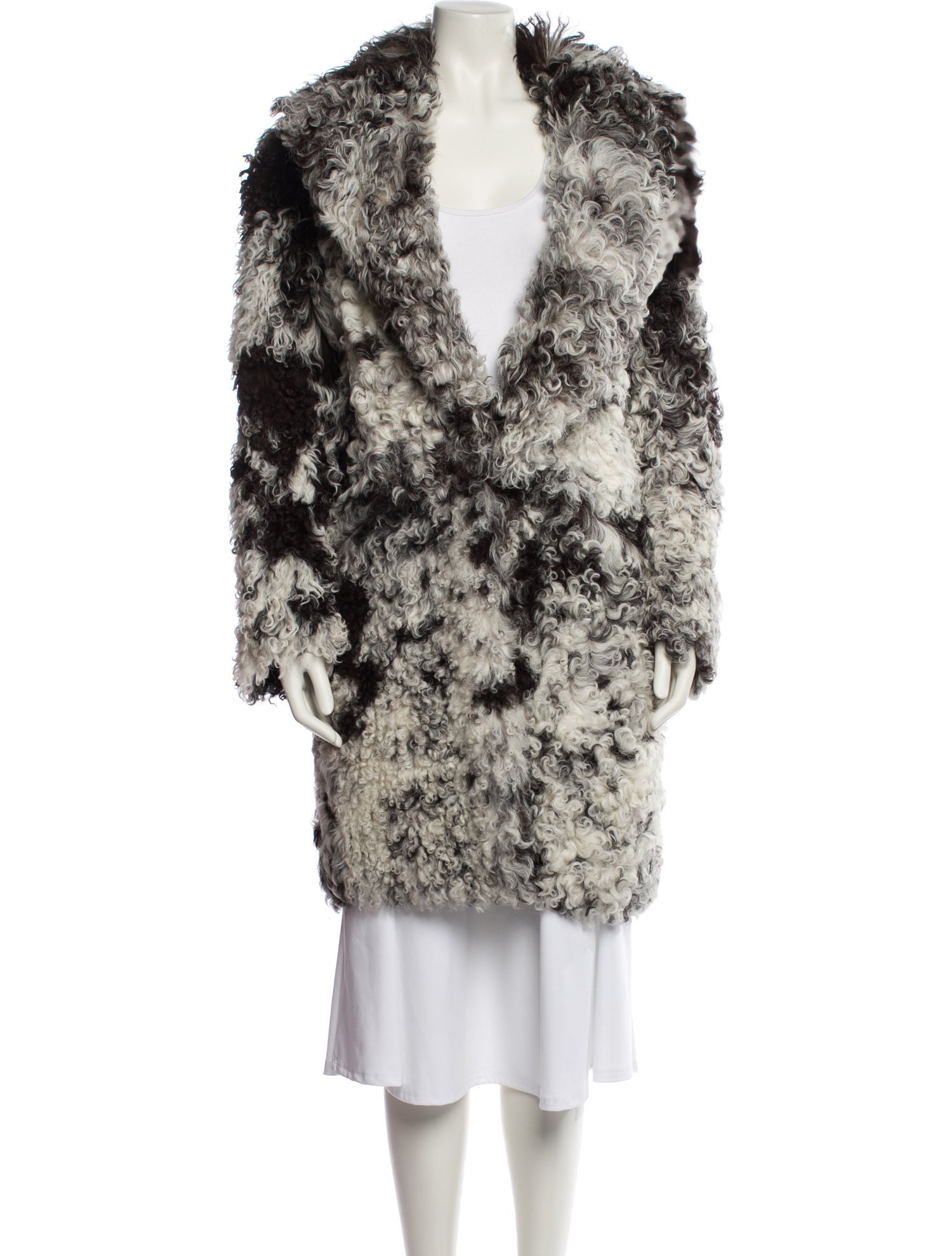 Common Leisure Eel Skin Printed Faux Fur Coat