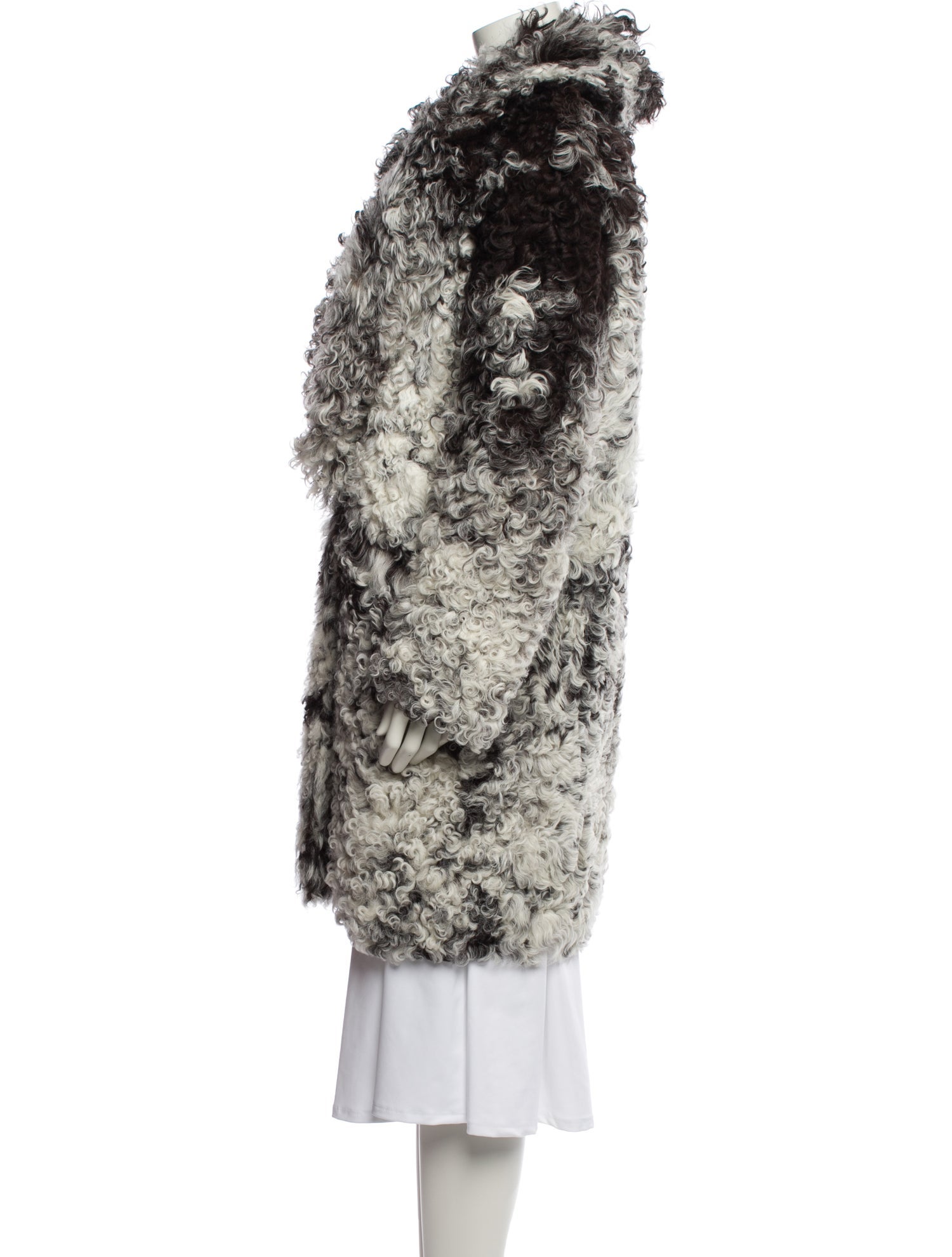 Common Leisure Eel Skin Printed Faux Fur Coat