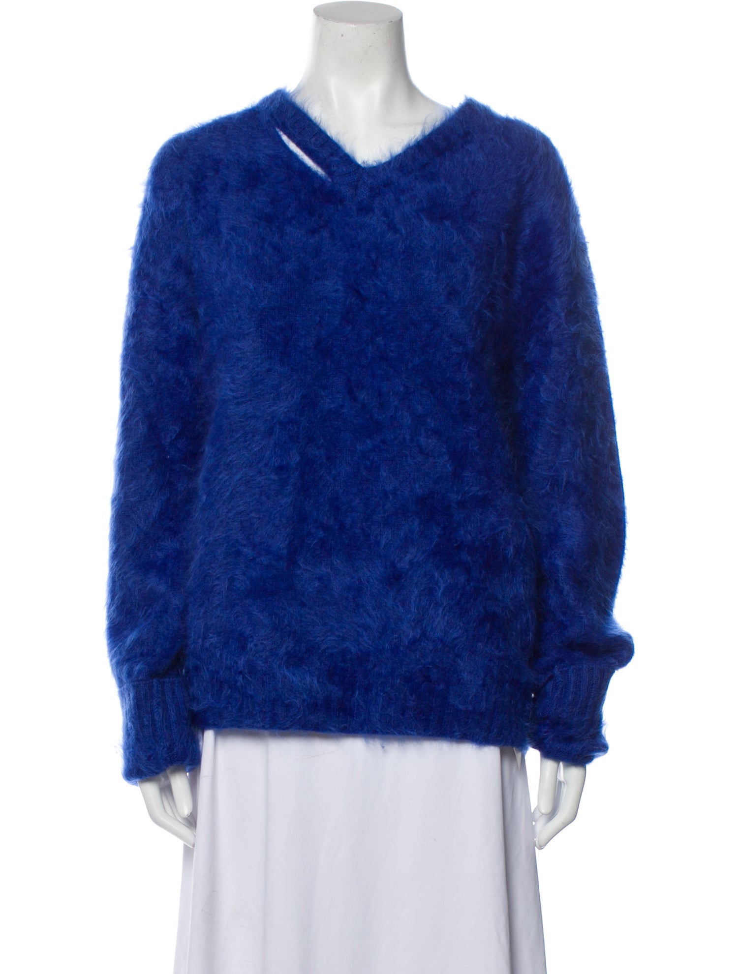 Commission Cashmere V-Neck Sweater - Blue Knitwear, Clothing
