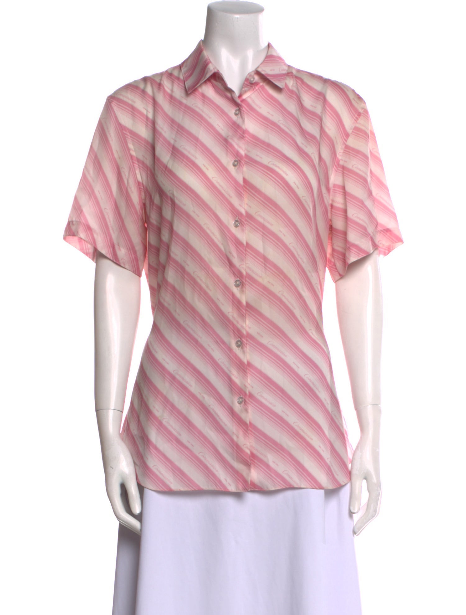 Commission Striped Short Sleeve Button-Up Top