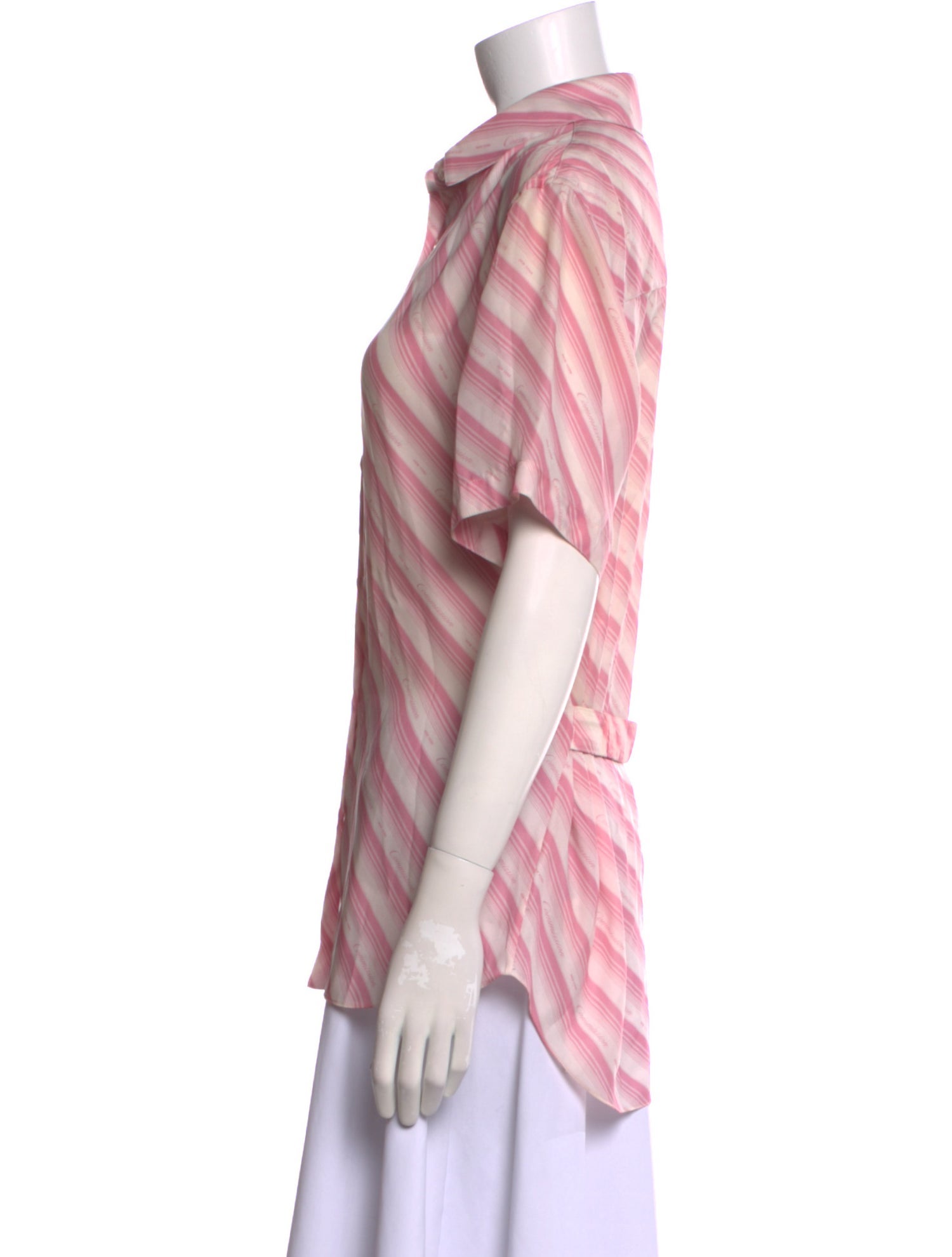 Commission Striped Short Sleeve Button-Up Top