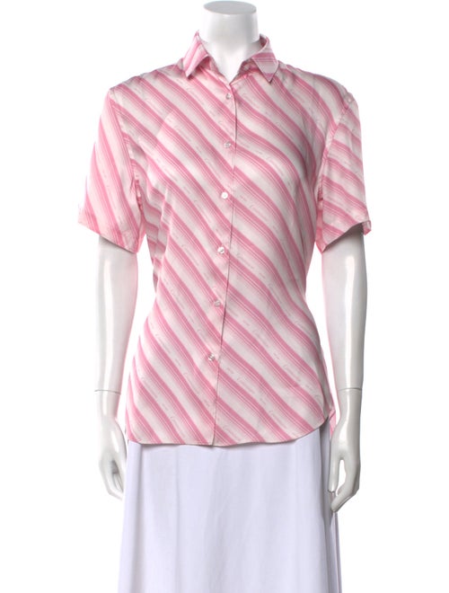 Commission Striped Short Sleeve Button-Up Top