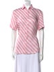 Commission Striped Short Sleeve Button-Up Top