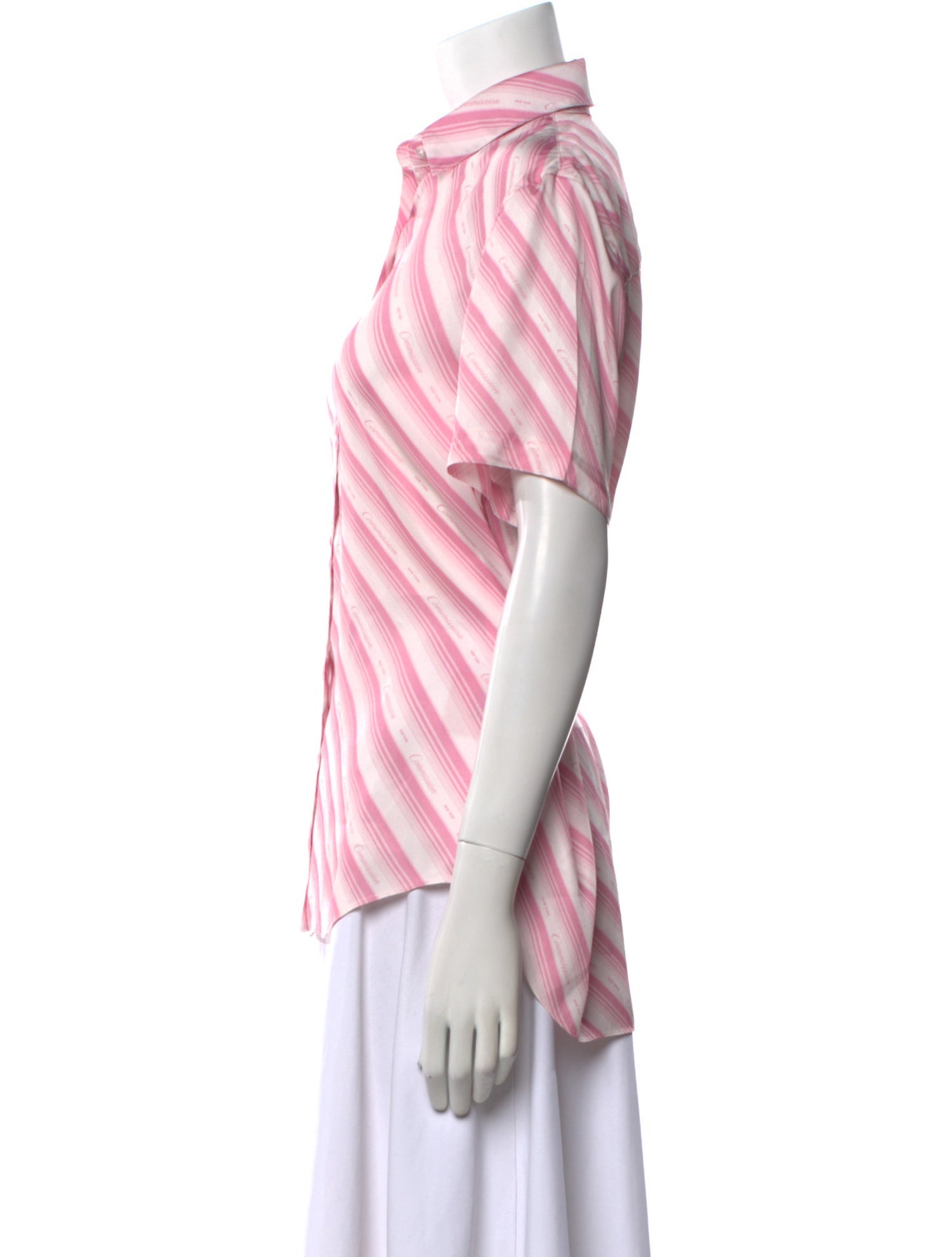 Commission Striped Short Sleeve Button-Up Top