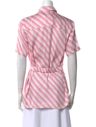 Commission Striped Short Sleeve Button-Up Top