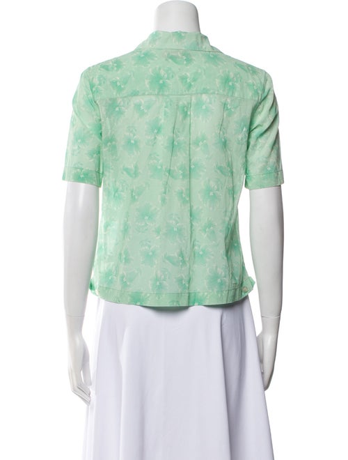 Commission Floral Print Short Sleeve Button-Up Top