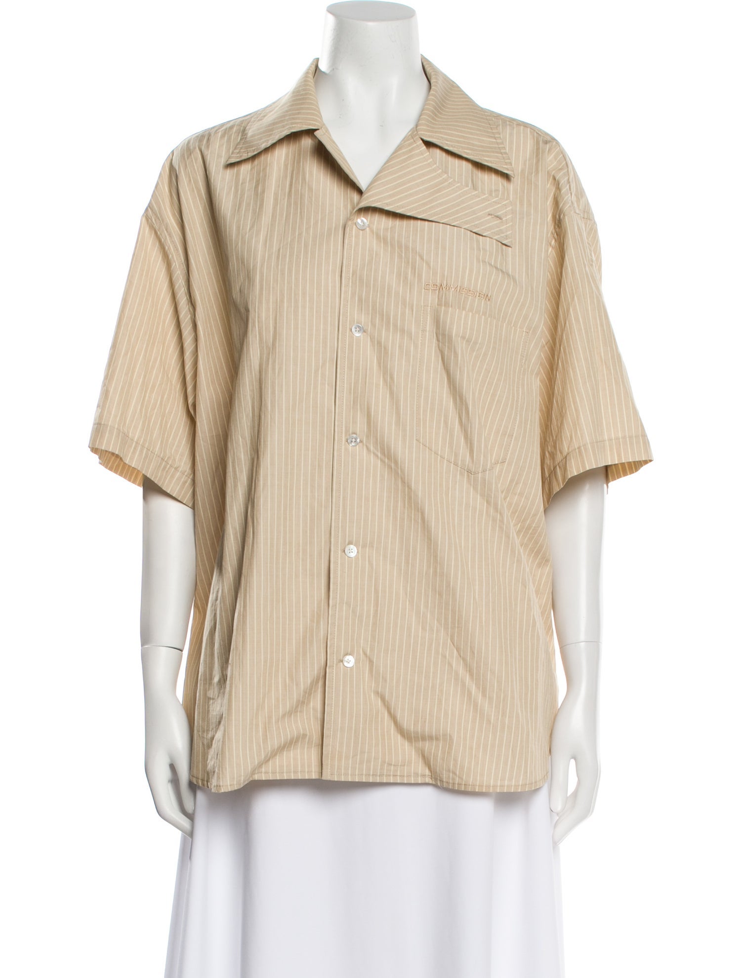 Commission Short Sleeve Button-Up Top