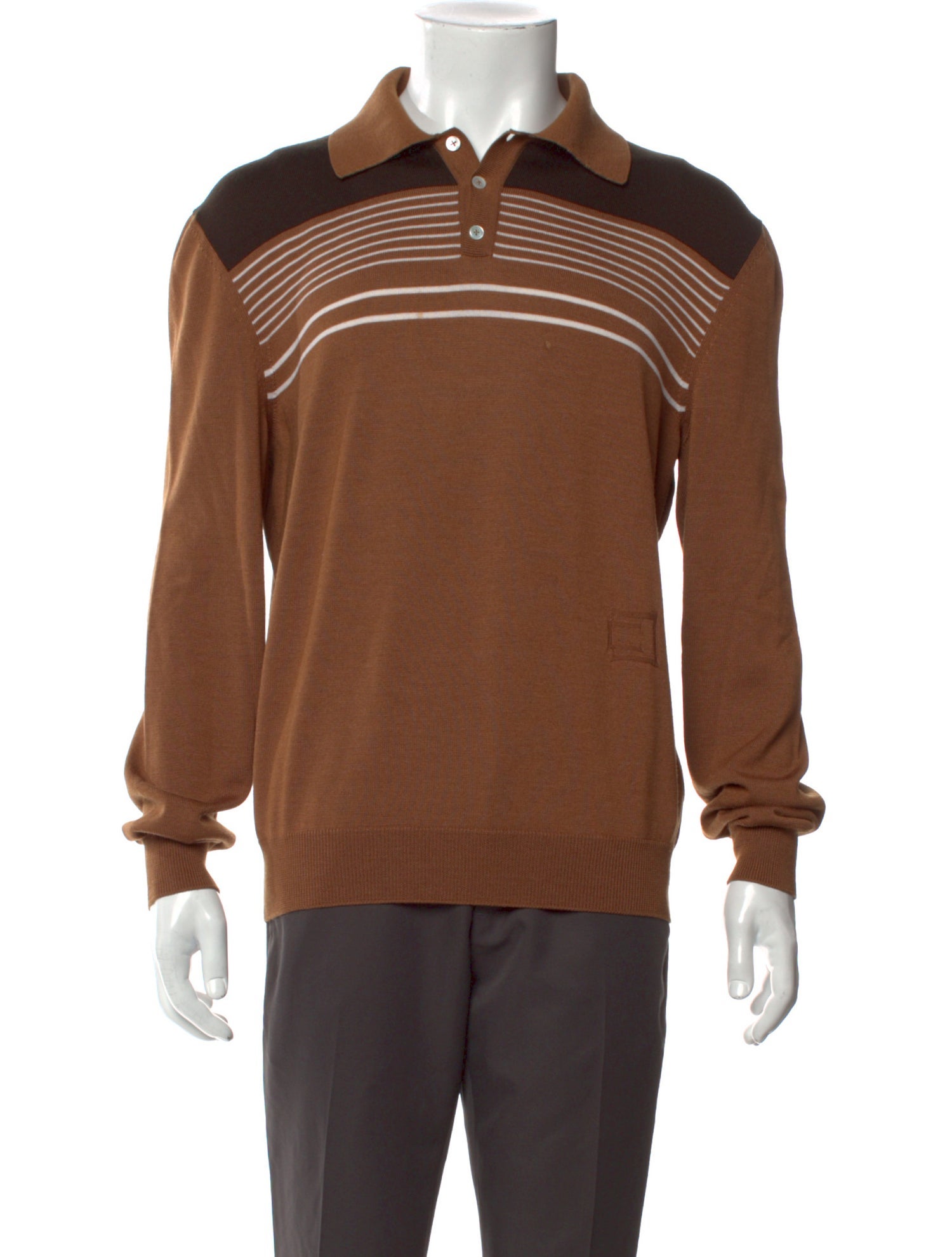 Commission Merino Wool Striped Polo Sweater