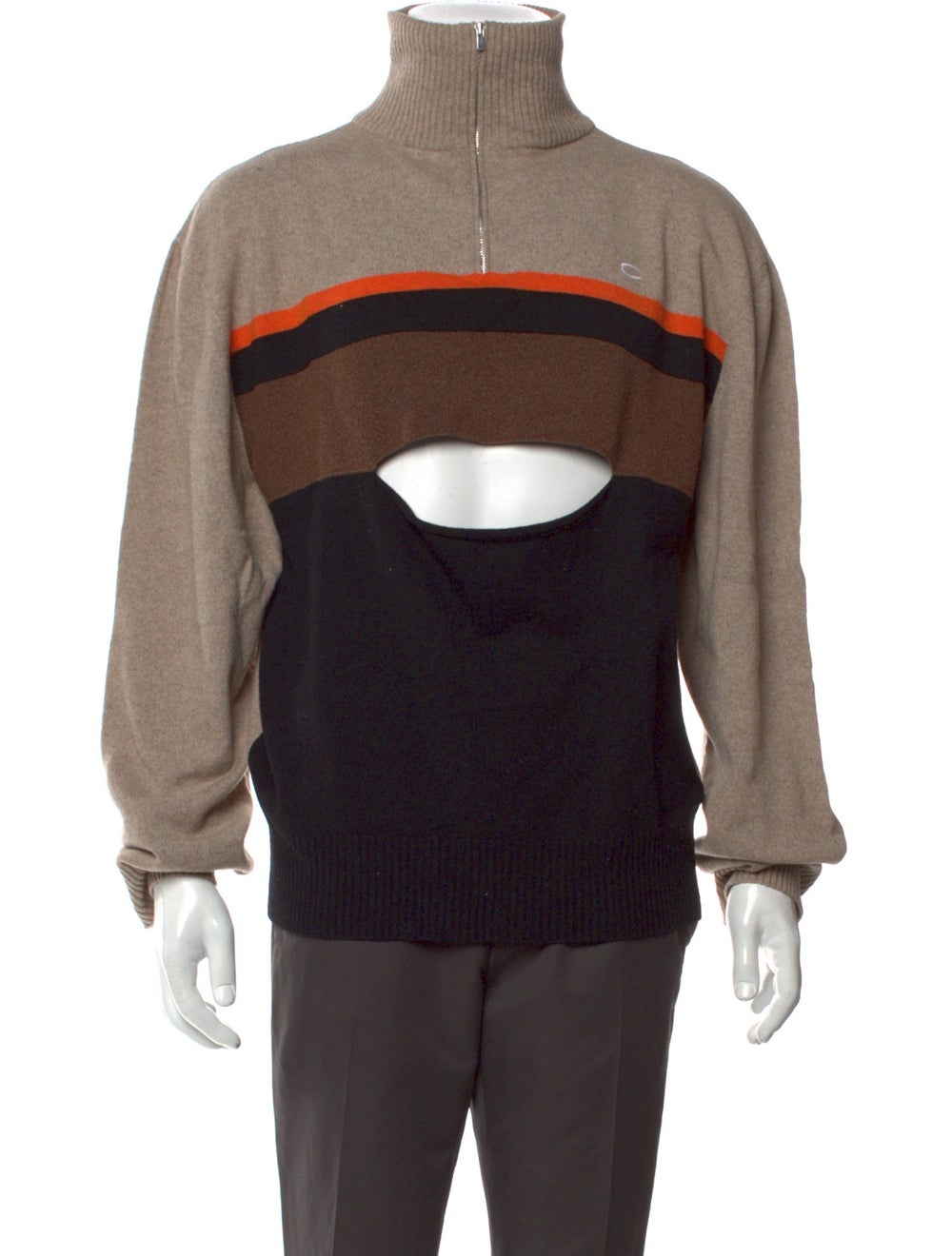 Commission Wool Pullover Colorblock Pattern Long … - image 1