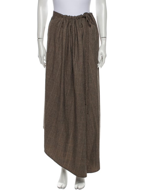 Co. Plaid Print Long Skirt Brown