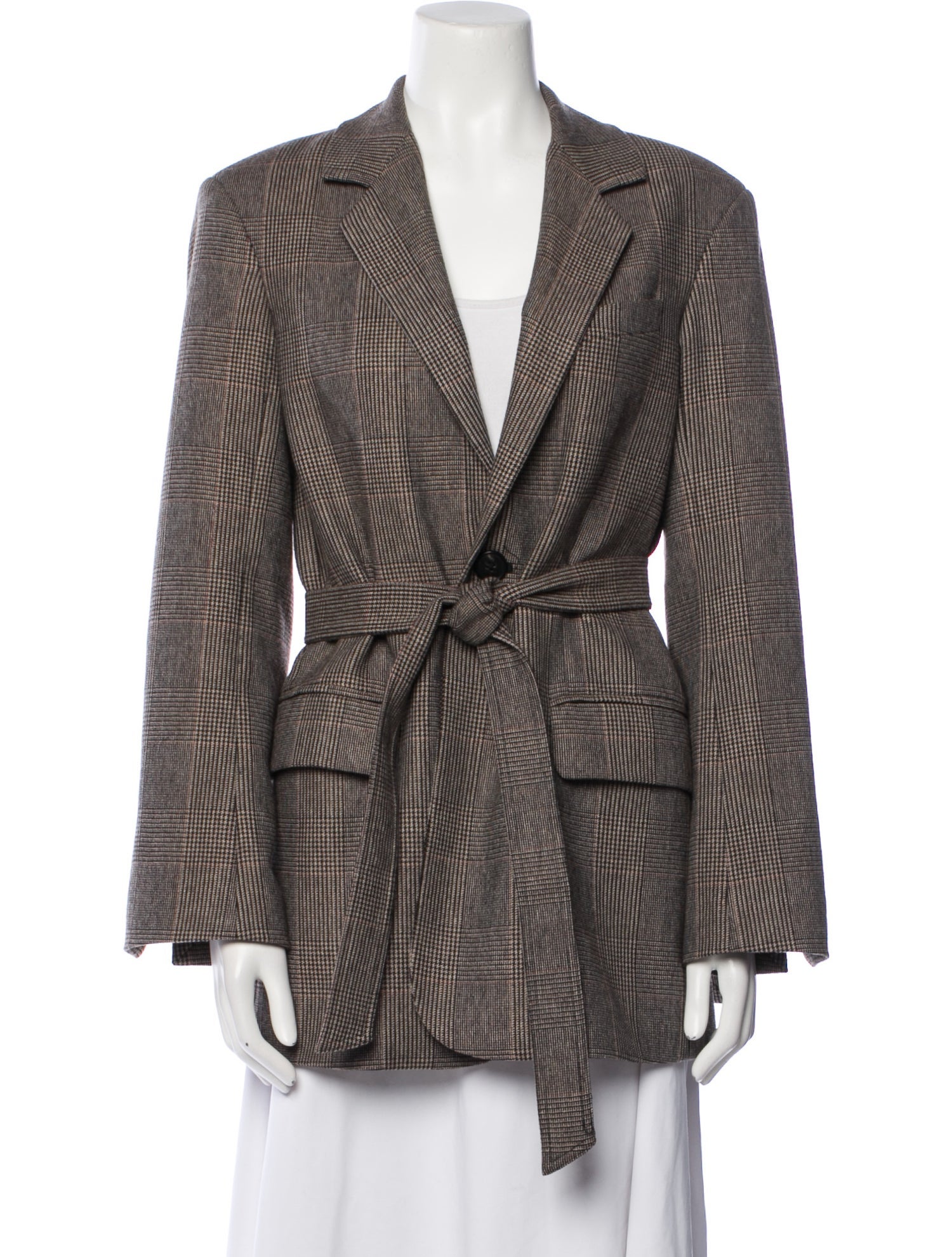 Co. Virgin Wool Plaid Print Blazer