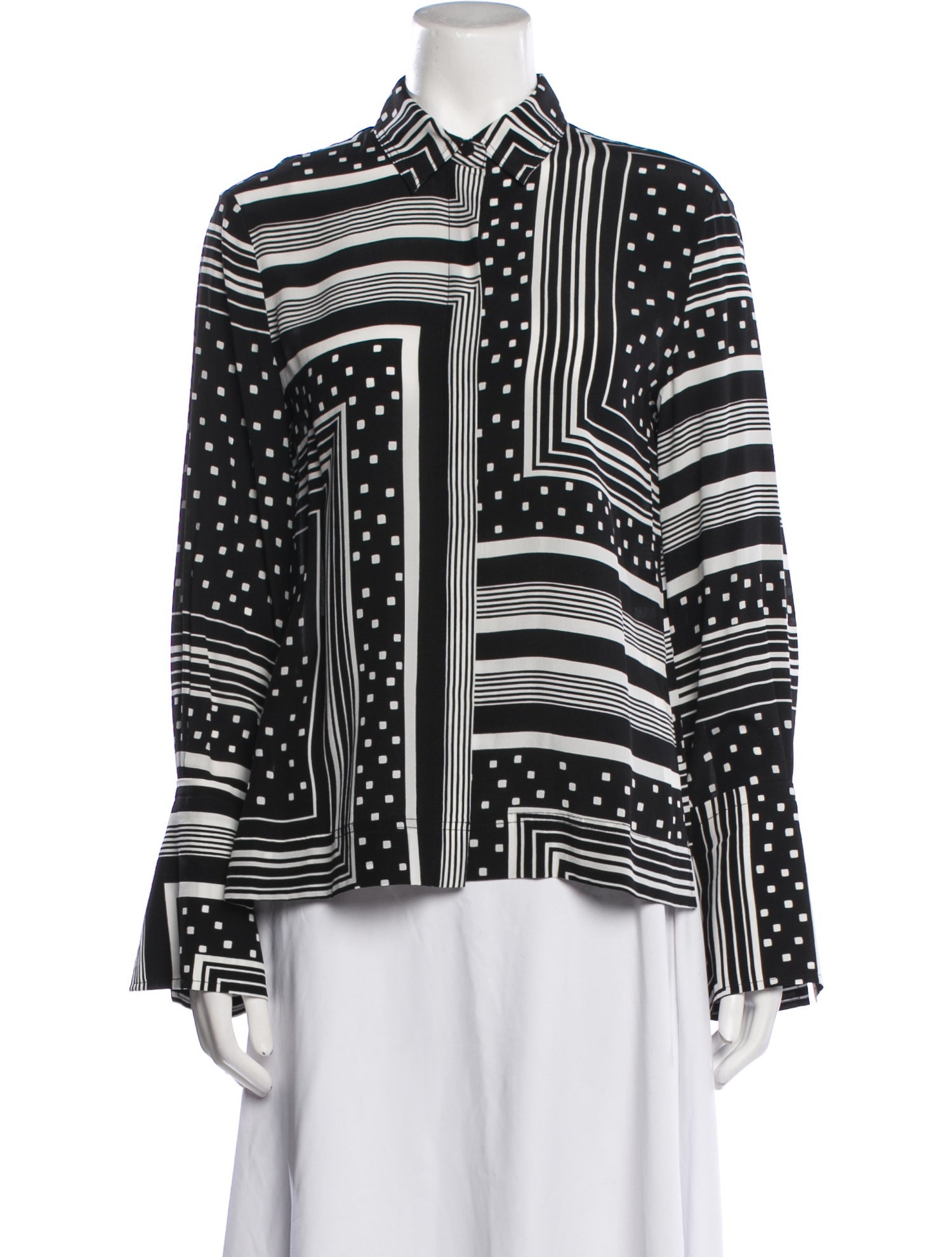 Co. Silk Printed Button-Up Top