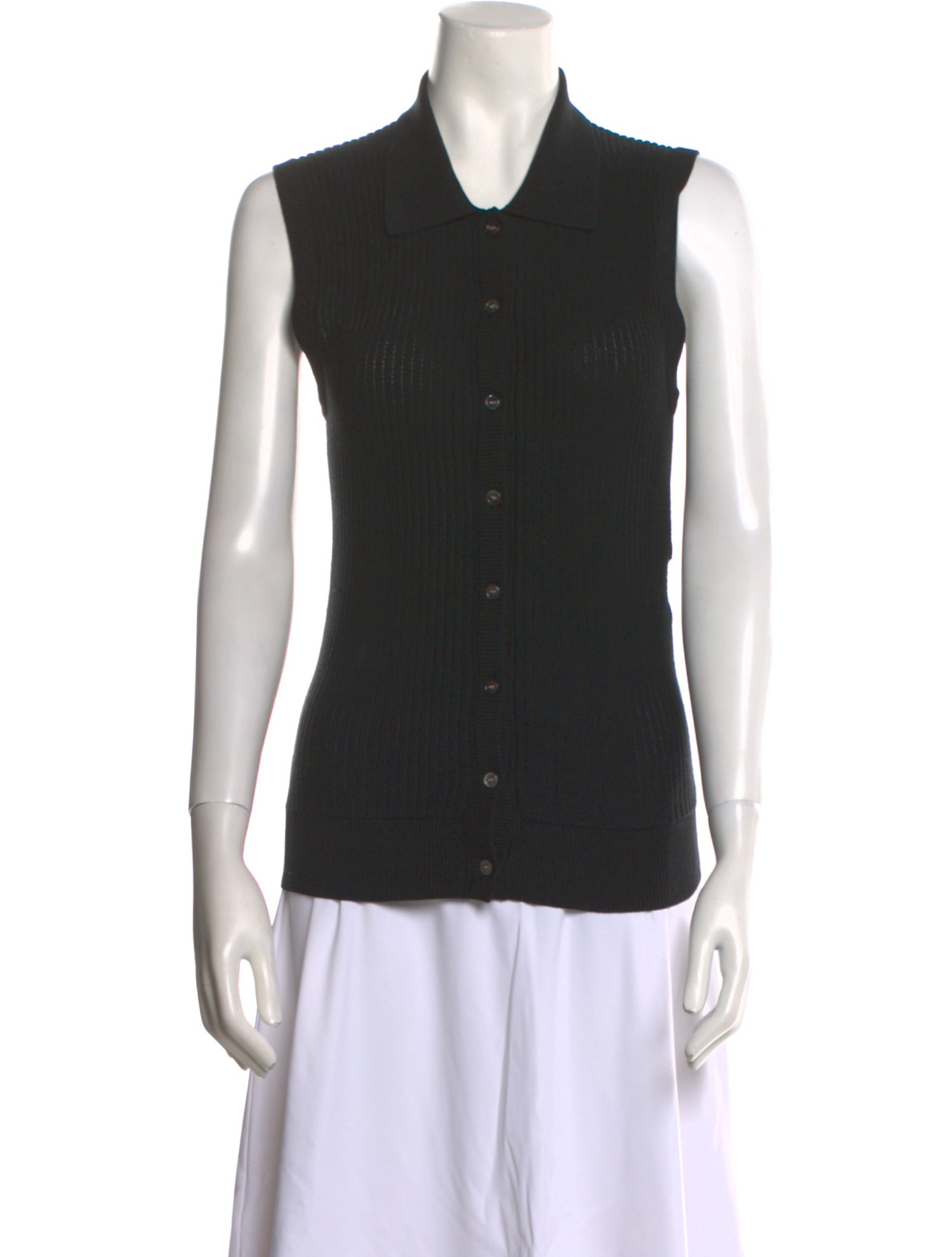 Co. Silk Sleeveless Button-Up Top