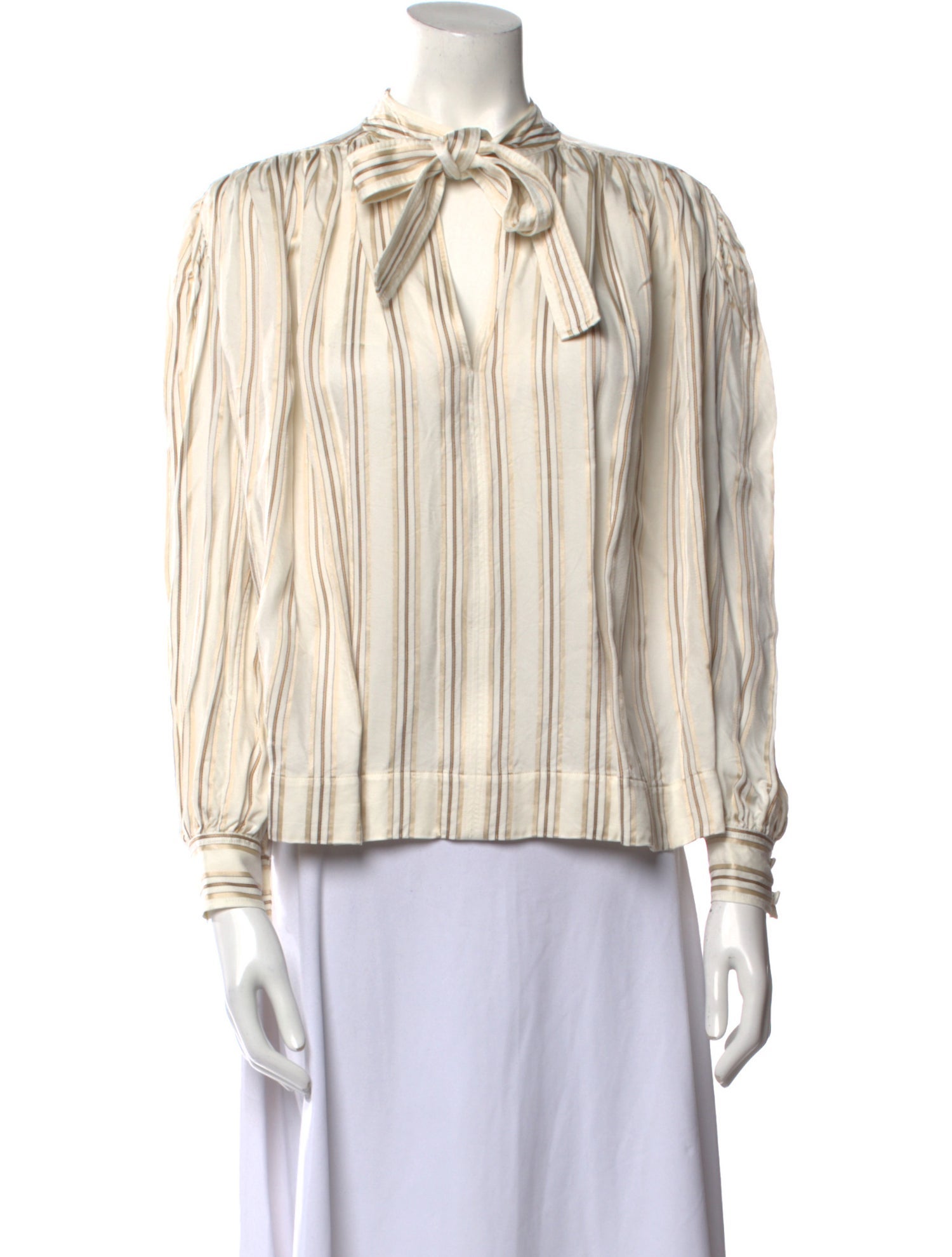 Co. Striped Tie Neck Blouse