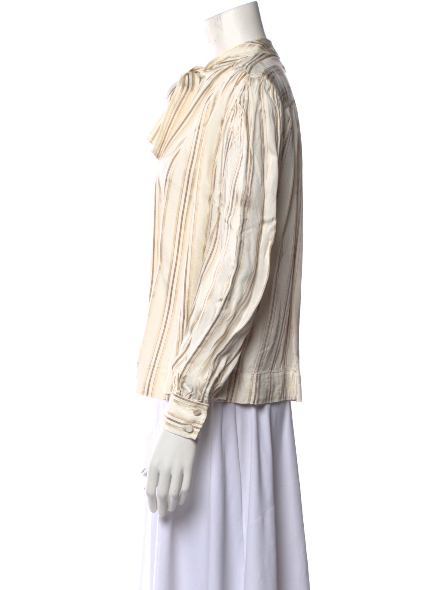 Co. Striped Tie Neck Blouse