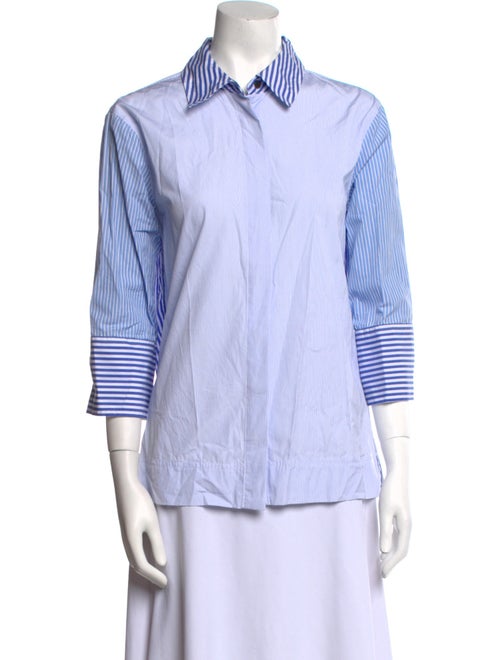 Co. Striped Three-Quarter Sleeve Button-Up Top