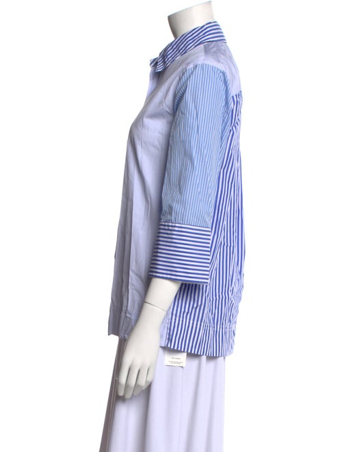 Co. Striped Three-Quarter Sleeve Button-Up Top